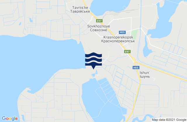 Karte der Gezeiten Ishun’, Ukraine