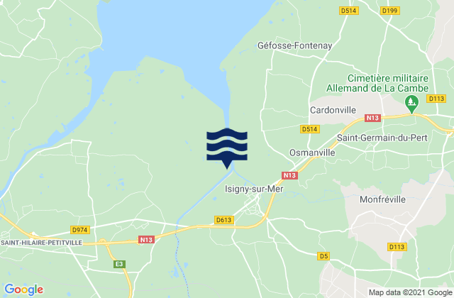 Karte der Gezeiten Isigny-sur-Mer, France