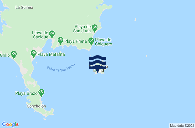 Karte der Gezeiten Isla San Telmo, Panama