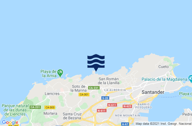 Karte der Gezeiten Isla Virgen del Mar, Spain