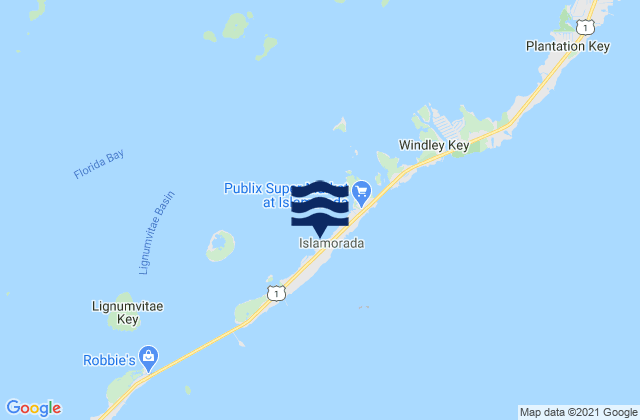 Karte der Gezeiten Islamorada (Upper Matecumbe Key Florida Bay), United States