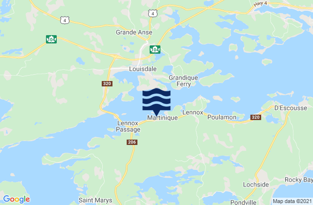 Karte der Gezeiten Isle Madame, Canada