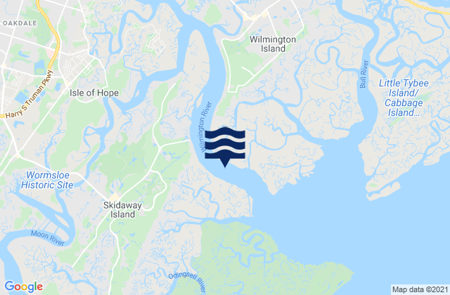 Karte der Gezeiten Isle of Hope City SE of Skidaway River, United States
