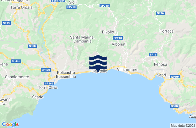 Karte der Gezeiten Ispani, Italy