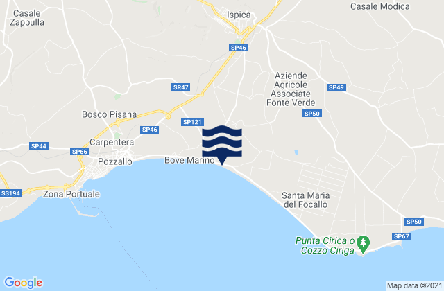 Karte der Gezeiten Ispica, Italy