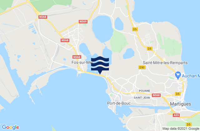 Karte der Gezeiten Istres, France