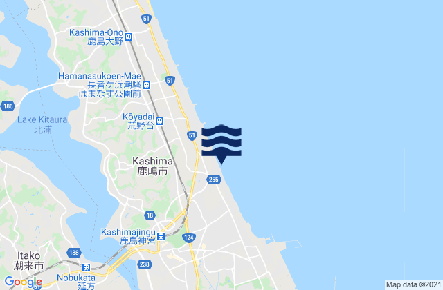 Karte der Gezeiten Itako, Japan
