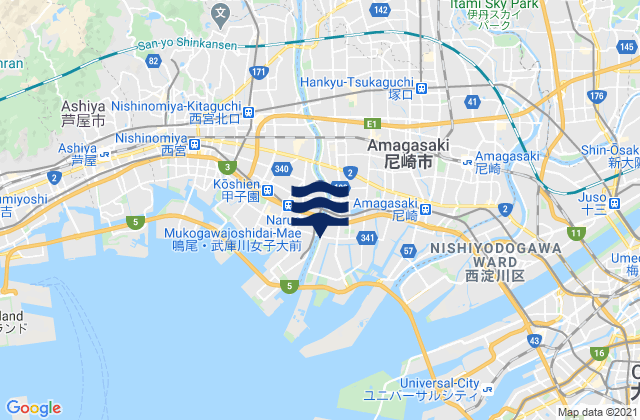 Karte der Gezeiten Itami Shi, Japan