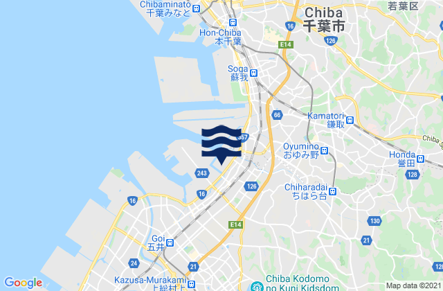 Karte der Gezeiten Itihara, Japan