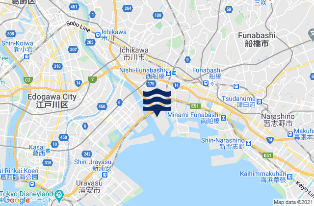 Karte der Gezeiten Itikawa, Japan