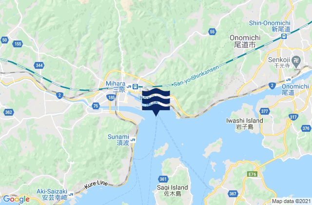 Karte der Gezeiten Itosaki Mihara Wan, Japan