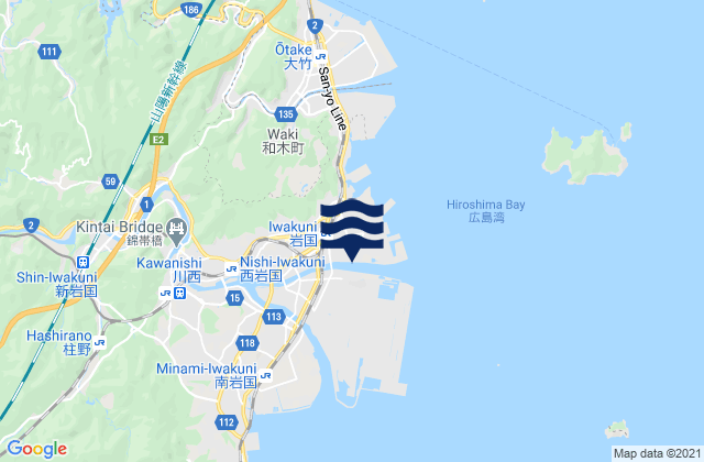 Karte der Gezeiten Iwakuni, Japan