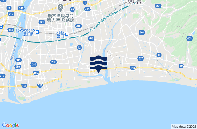 Karte der Gezeiten Iwata-shi, Japan