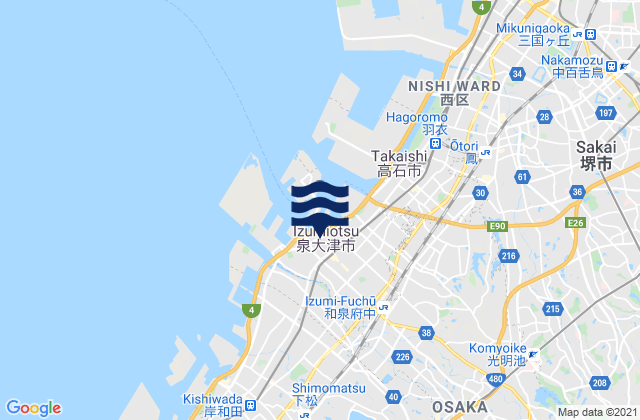 Karte der Gezeiten Izumiōtsu, Japan