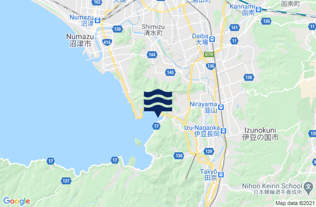 Karte der Gezeiten Izunokuni-shi, Japan