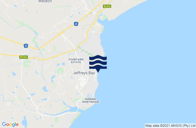 Karte der Gezeiten J-Bay, South Africa