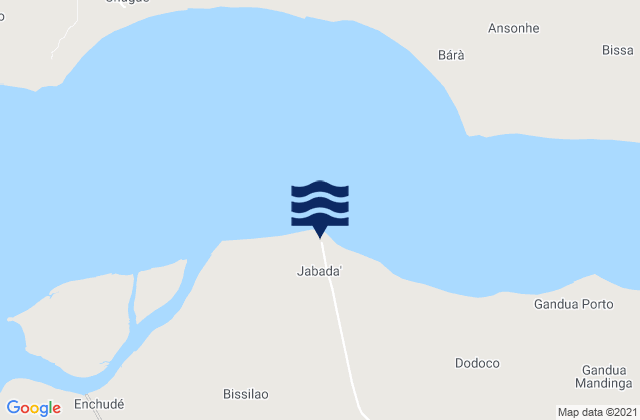 Karte der Gezeiten Jabada Geba River, Guinea-Bissau