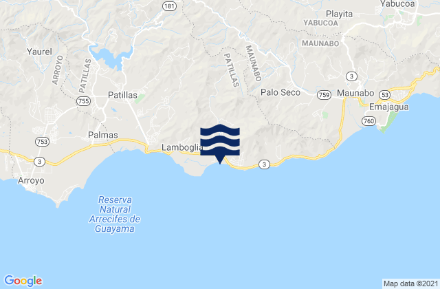 Karte der Gezeiten Jacaboa Barrio, Puerto Rico