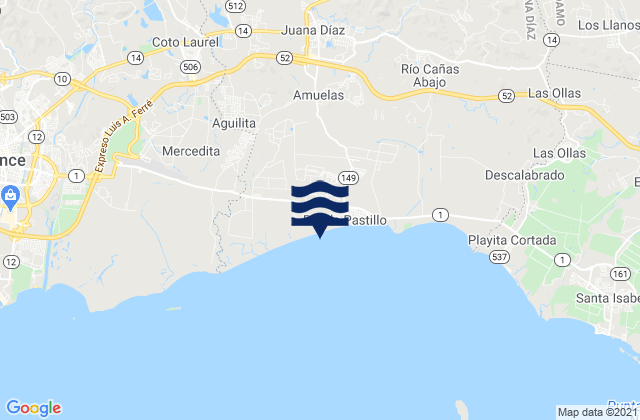 Karte der Gezeiten Jacaguas Barrio, Puerto Rico