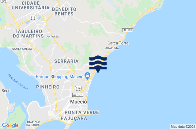 Karte der Gezeiten Jacarecica, Brazil