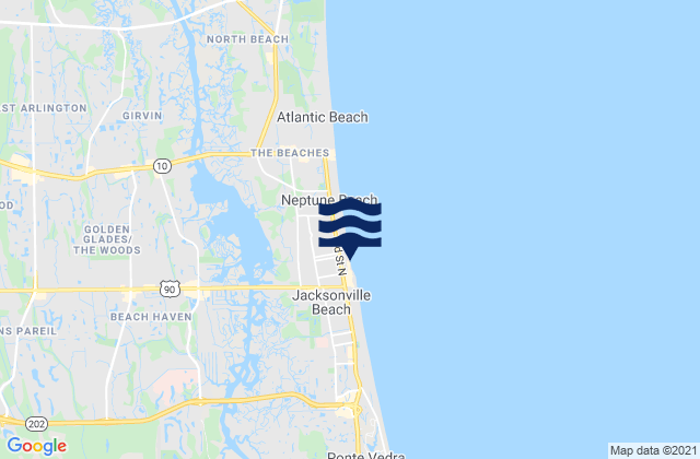 Karte der Gezeiten Jacksonville Beach, United States