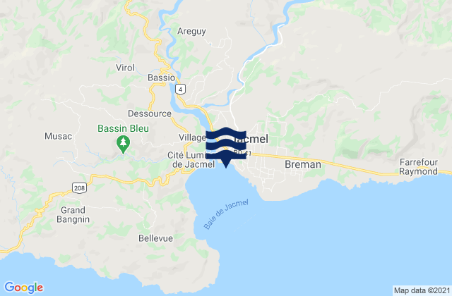 Karte der Gezeiten Jacmel, Haiti