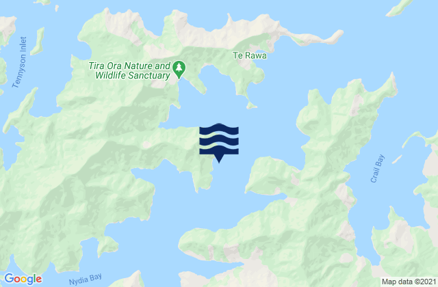 Karte der Gezeiten Jacobs Bay, New Zealand