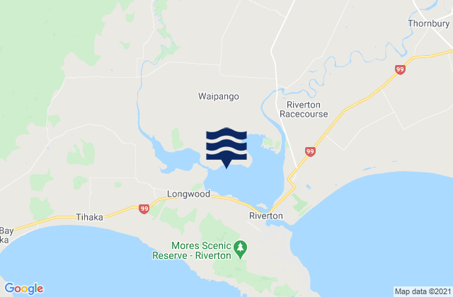 Karte der Gezeiten Jacobs River Estuary, New Zealand