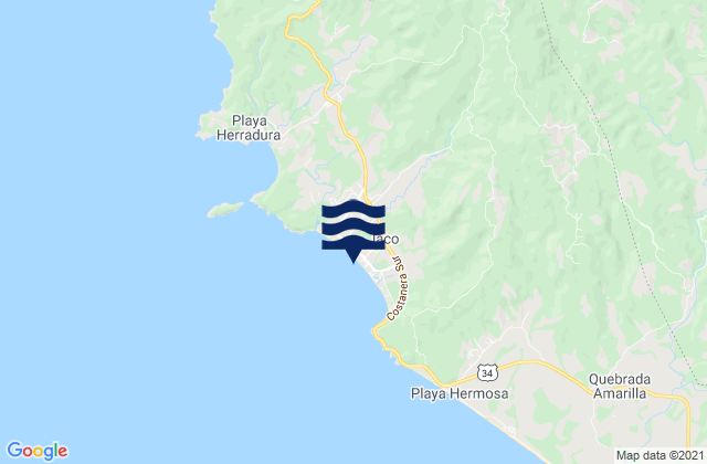 Karte der Gezeiten Jacó, Costa Rica