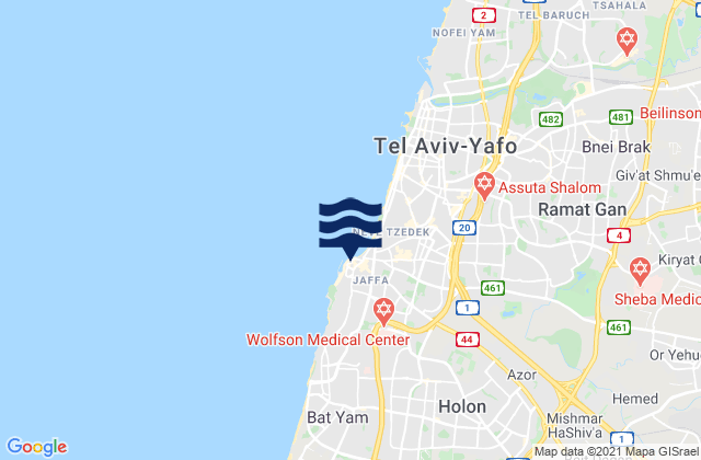 Karte der Gezeiten Jaffa, Israel