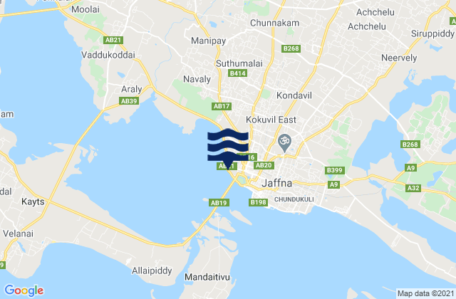 Karte der Gezeiten Jaffna, Sri Lanka