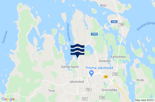 Karte der Gezeiten Jakobstad, Finland