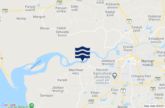 Karte der Gezeiten Jalalpore, India