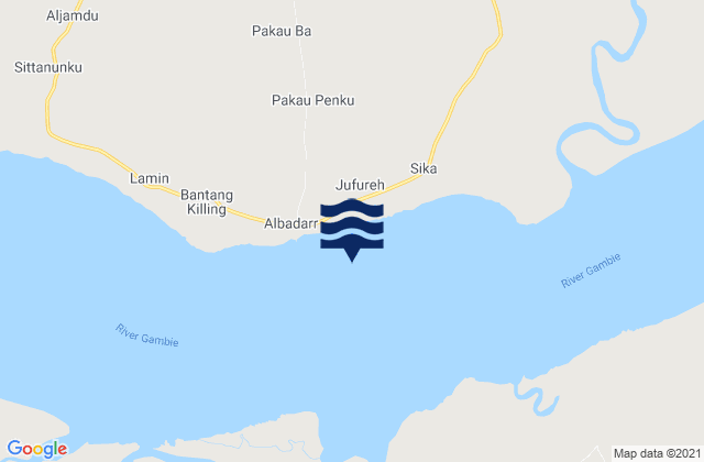 Karte der Gezeiten James Island, Gambia