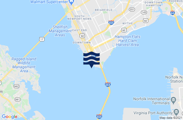 Karte der Gezeiten James River Entrance, United States
