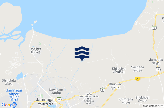 Karte der Gezeiten Jamnagar, India