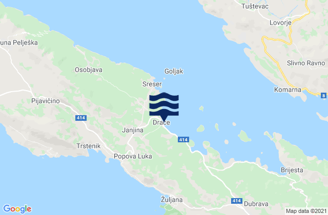 Karte der Gezeiten Janjina, Croatia