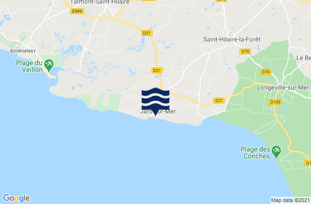 Karte der Gezeiten Jard-sur-Mer, France