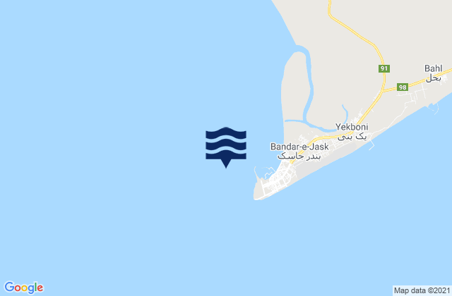 Karte der Gezeiten Jask Bay Gulf of Oman, Iran
