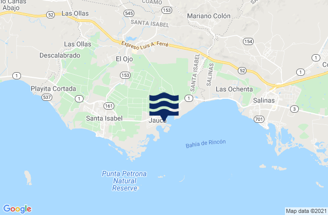 Karte der Gezeiten Jauca 1 Barrio, Puerto Rico
