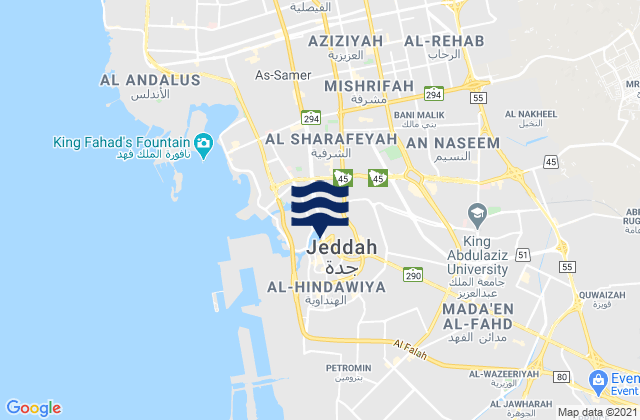 Karte der Gezeiten Jeddah, Saudi Arabia