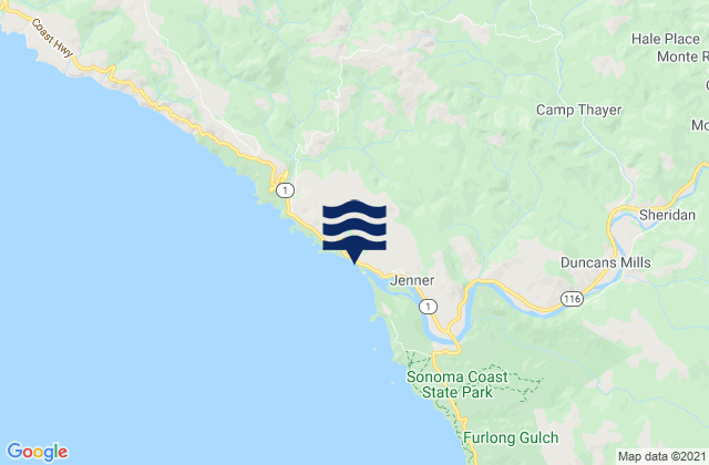 Karte der Gezeiten Jenner Beach, United States