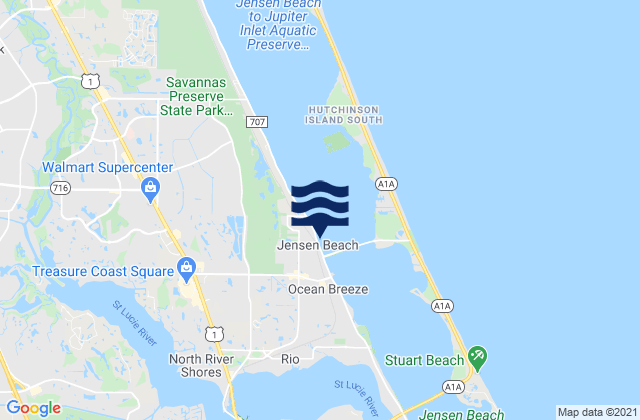 Karte der Gezeiten Jensen Beach, United States