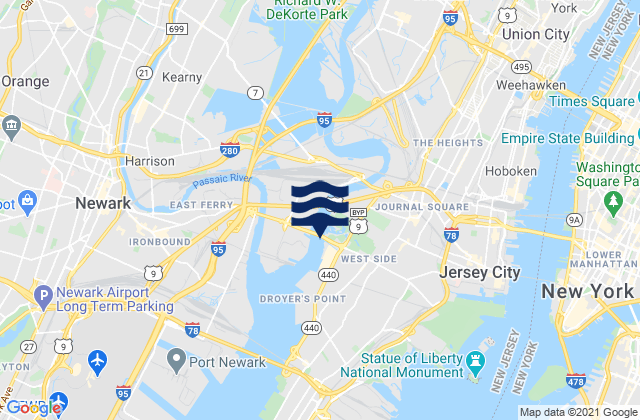 Karte der Gezeiten Jersey City, United States