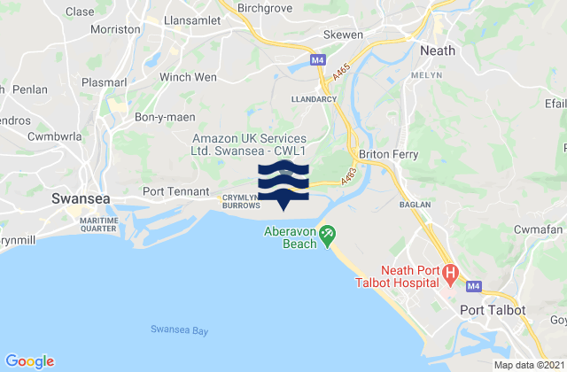 Karte der Gezeiten Jersey Marine Beach, United Kingdom