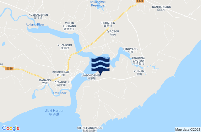 Karte der Gezeiten Jiadong, China