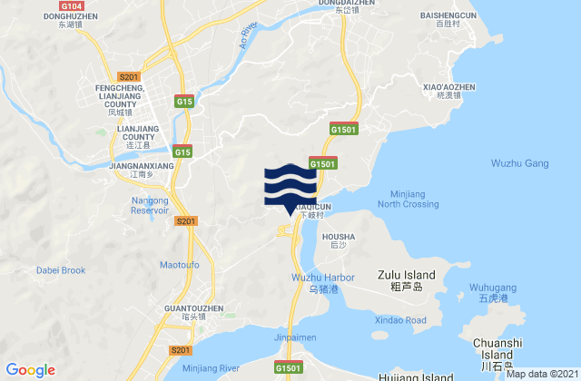 Karte der Gezeiten Jiangnan, China