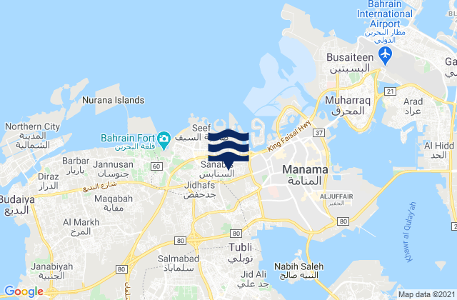 Karte der Gezeiten Jidd Ḩafş, Bahrain