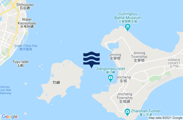 Karte der Gezeiten Jinlie Shuidao, Taiwan