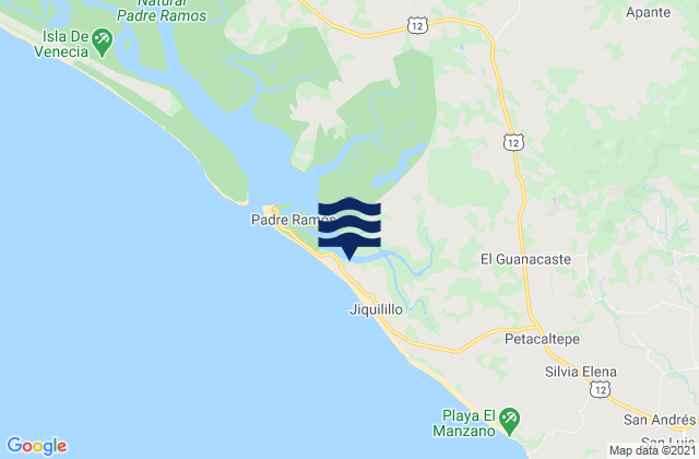 Karte der Gezeiten Jiquilillo, Nicaragua